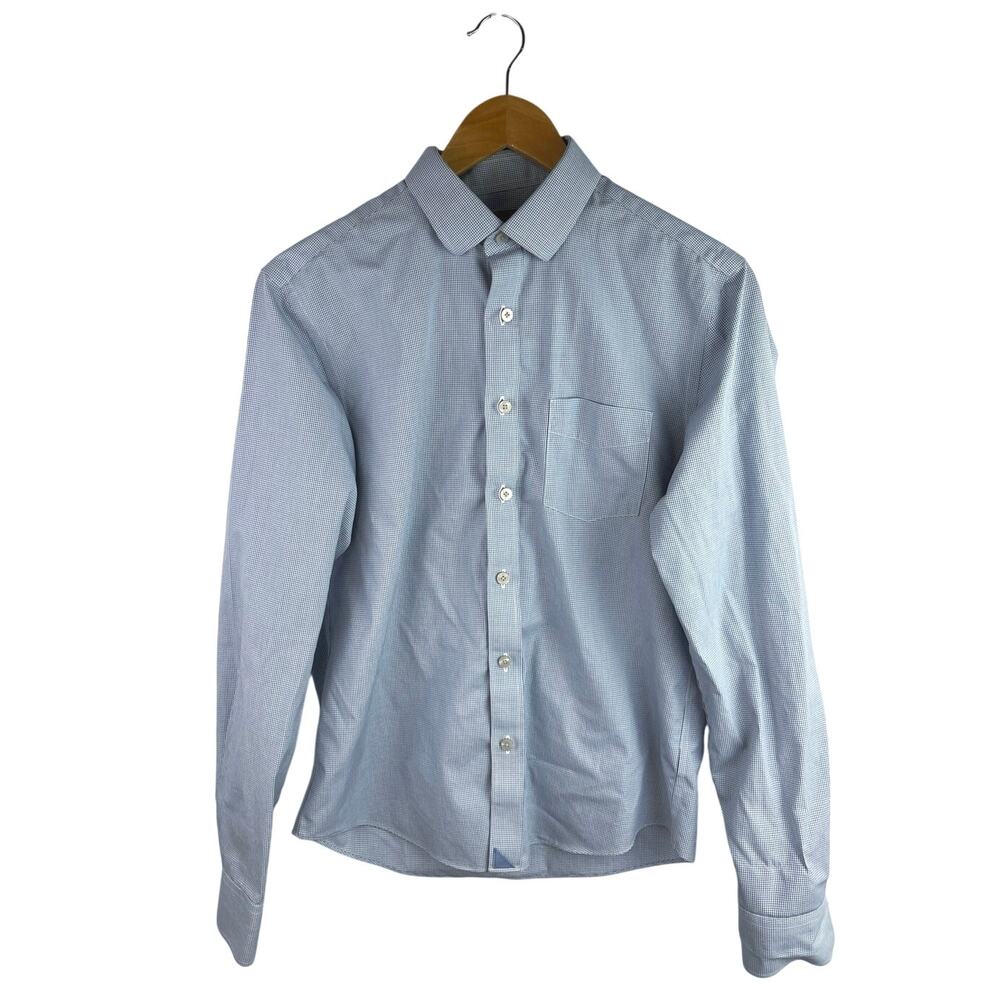 Untuckit Men's Blue Gingham Checkered Long Sleeve Button Down Shirt Top Size S
